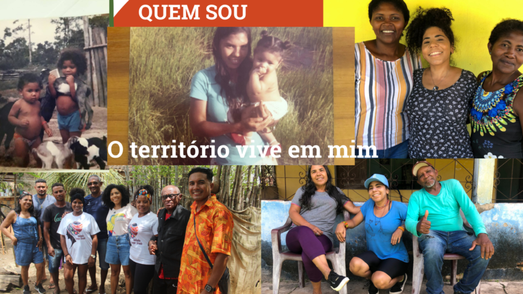 Pictures of family and friends from Juliane Sousa's native land in Maranhão, Brazil, with words affirming that her indigenous land lives on through her.
