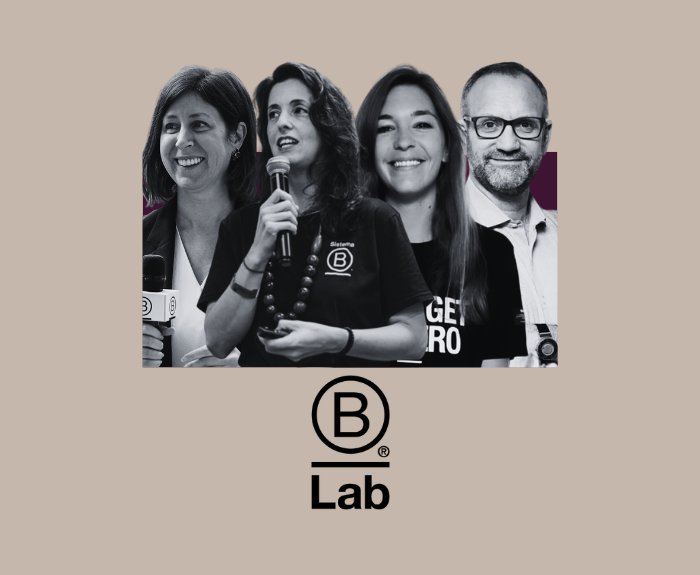 B Lab Global's COP30 Manifesto Webinar Panelists Featured case study image of Sarah Schwimmer, Cinthia Gherardi, Carlota de Paula Coelho, and Gonzalo Muñoz, panelists for B Lab Global's COP30 Manifesto webinar.